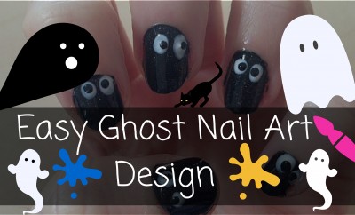 Easy Ghost Nail Art Design
